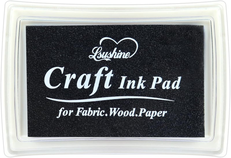 Lsushine Craft Ink Pad for Rubber Stamps, Paper, Wooden, Fabric, Scrapbooking, Non-Toxic Finger Ink Pads for Kids (Black) - Image 1